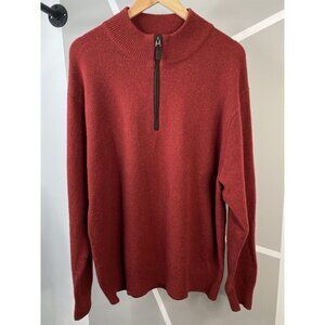 Orvis ¼ Zip Wool Sweater Men’s XL Burnt Orange Flecked Pullover Midweight